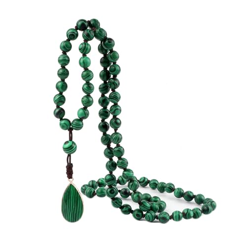 BCughia Armband Herren Stein, 6MM Grün Malachit Armband mit Träne Anhänger, Armband Elastisch Damen von BCughia