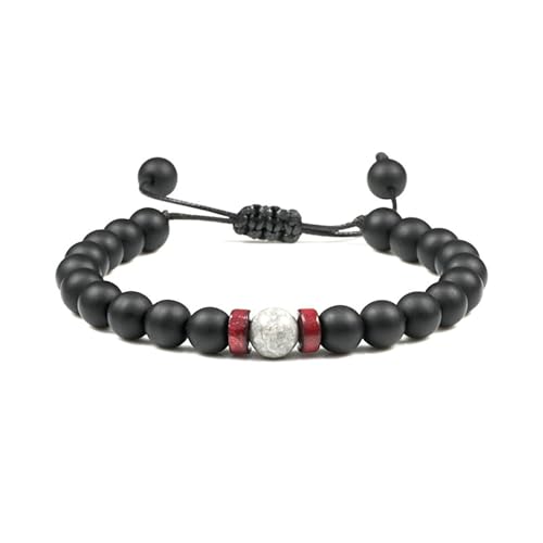 BCughia Armband Herren Stein, 8MM Matt Stein Armband, Armband Verstellbar 19-35CM von BCughia