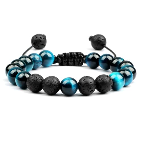 BCughia Armband Herren mit Perlen, 8MM Lavastein Tigerauge Armband, Armband Verstellbar Damen 17-30CM BCughia Armband Herren mit Perlen, 8MM Lavastein Tigerauge Armband, Armband Verstellbar Damen 17-30CM von BCughia