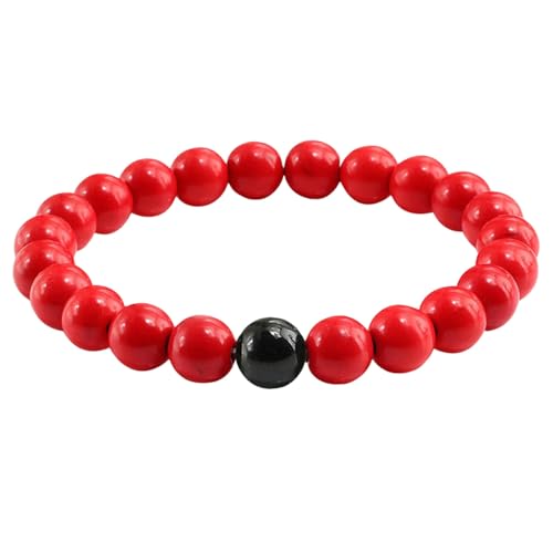 BCughia Armband Herren mit Perlen, Schwarz und Rot Türkis Armband, Elastische Armband von BCughia
