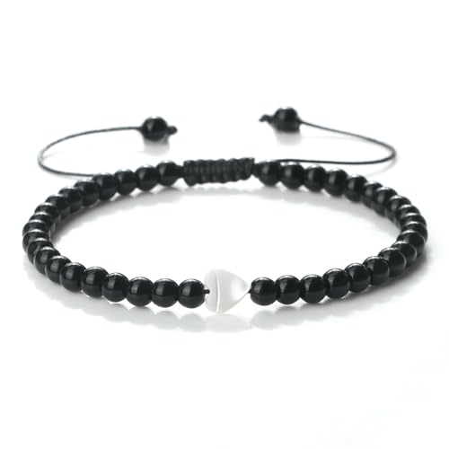 BCughia Armband Herren mit Stein, 4MM Poliert Stein mit Herz, Verstellbar Armband 17-28CM BCughia Armband Herren mit Stein, 4MM Poliert Stein mit Herz, Verstellbar Armband 17-28CM von BCughia