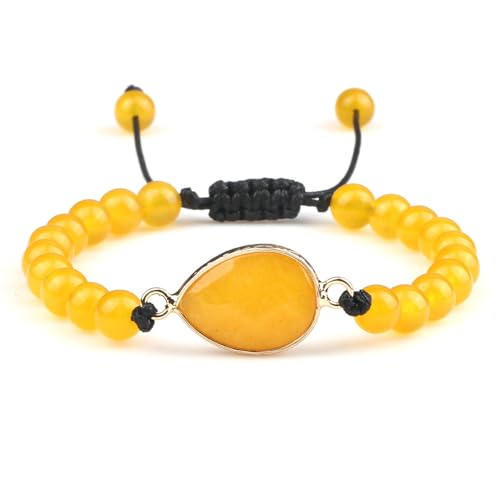 BCughia Armband Männer Stein, 6MM Gelb Stein Armband mit Träne Charme, Armband Verstellbar Damen 17-28CM BCughia Armband Männer Stein, 6MM Gelb Stein Armband mit Träne Charme, Armband Verstellbar Damen 17-28CM von BCughia