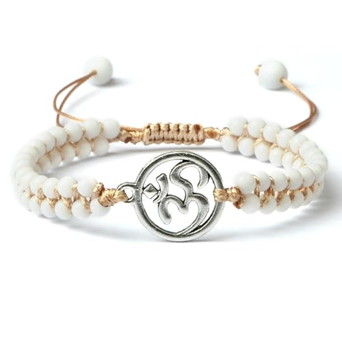 BCughia Armband Perlen Damen, 4MM Doppelschicht Stein Armband mit Charme, Herren Armband Verstellbar 17-28CM von BCughia