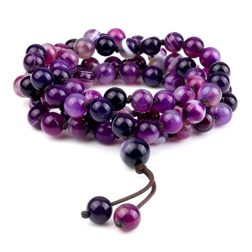 BCughia Armband Perlen Freundschaft, 8MM Achat Stein Armband, Elastisches Damen Armband von BCughia