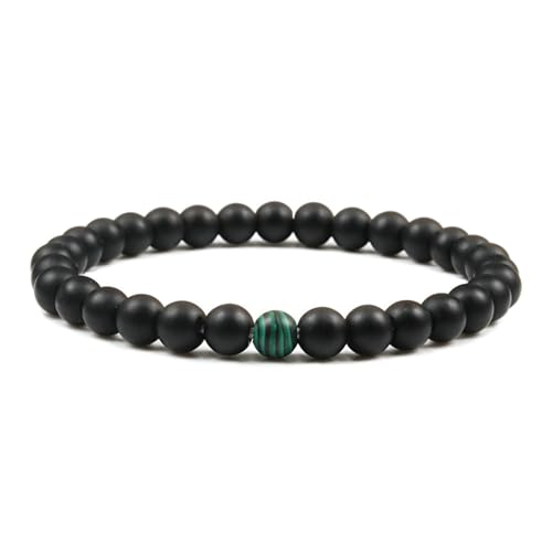 BCughia Armband Perlen Herren, 6MM Matt Stein Malachit Armband, Elastisches Damen Armband von BCughia