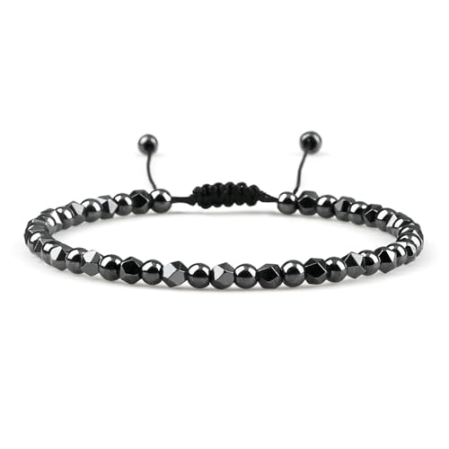 BCughia Armband Perlen Männer, 4MM Hämatit Armband, Verstellbar Armband 17-28CM BCughia Armband Perlen Männer, 4MM Hämatit Armband, Verstellbar Armband 17-28CM von BCughia