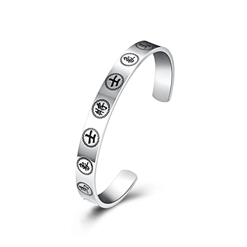 BCughia Bracelet, Armreif Edelstahl Silber Chinesisches Schach Offen Weihnachten Schmuck Geschenk für Männer und Frauen von BCughia