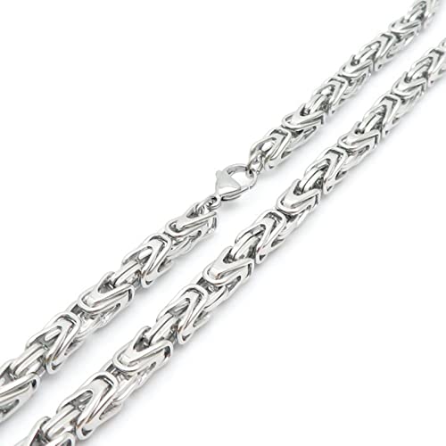 BCughia Chains Halskette, Männer Halskette Kurz Silber Byzantinisch Karabinerverschluss Edelstahl Hip Hop Modedesign Versprechen 550x6mm Halskette von BCughia