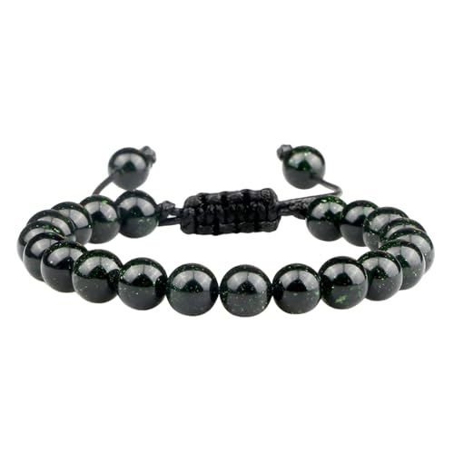 BCughia Chakra Armband Frauen, 8MM Grün Stein Armband, Armband Herren Verstellbar 17-30CM von BCughia