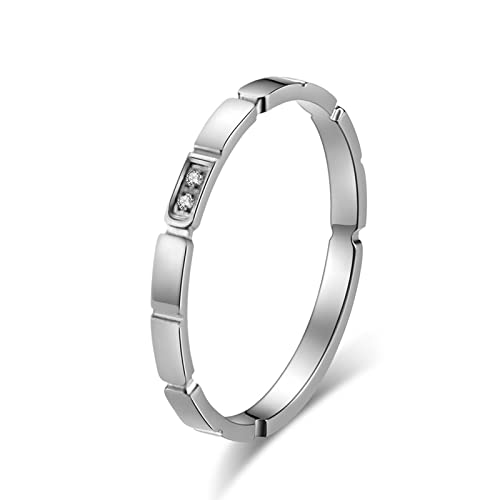 BCughia Cubic Zirconia Ring, Silberne Ringe Dünn Stahl Edelstahl Cubic Zirconia Bambusgelenk Hochzeitsringe Vintage für Sie und Ihn Größe 60(19.1) von BCughia