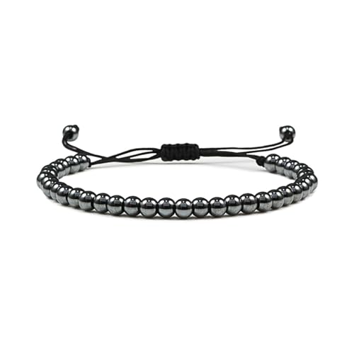 BCughia Damen Armband Perlen, 5MM Schwarz Perle Braclet, Verstellbar Armband 19-35CM von BCughia