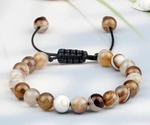 BCughia Damen Armband mit Perlen, 8MM Stein Armband, Verstellbar Armband Herren 17-30CM BCughia Damen Armband mit Perlen, 8MM Stein Armband, Verstellbar Armband Herren 17-30CM von BCughia