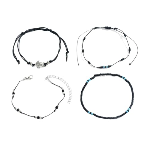 BCughia Damen Fußkettchen Strand, Fußkette Legierung Mehrschichtig Kette mit Schildkröte Fussketten Set 20+7cm von BCughia