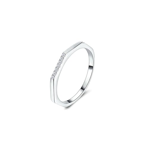 BCughia Damen Schmuck Gold 375 Echtgold Ringe, 9 Karat Weißgold Ring Sechseck mit Rund Form Moissanit Hochzeit Damen Ringe Gr 51 von BCughia