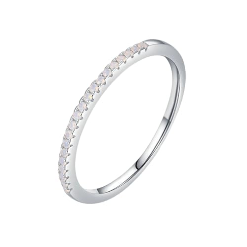 BCughia Damenring Weissgold 9 Karat, Eheringe Echtgold 375 Rund Form Kristall Verlobungsring für Frauen Gr 52 von BCughia