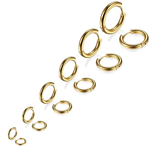 Hoops Ohrringe Gold Set，Creolen Gold Ohrringe Edelstahl Damen Ohrring Männer Geschenke dür Freund von BCughia