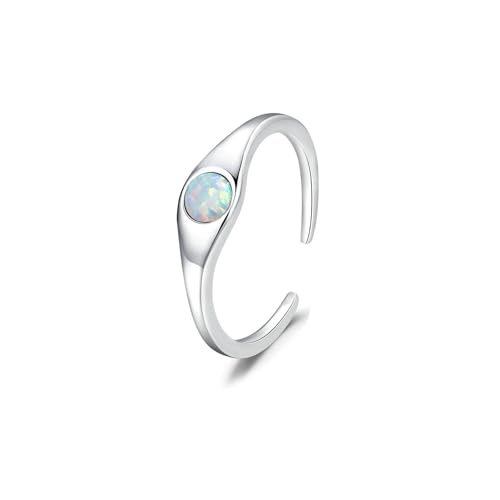 BCughia Echt Gold 375 Schmuck Damen Ringe, Verlobungsring Damen Weißgold mit Rund Form Opal Öffnen Ring Hochzeit Ringe Größe 56 von BCughia