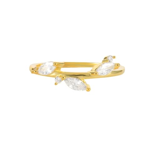 BCughia Echt Gold 585 Schmuck Damen Ringe, 14 Karat Gelbgold Ring Damen mit Marquise Moissanit Hochzeit Ringe Größe 51 von BCughia