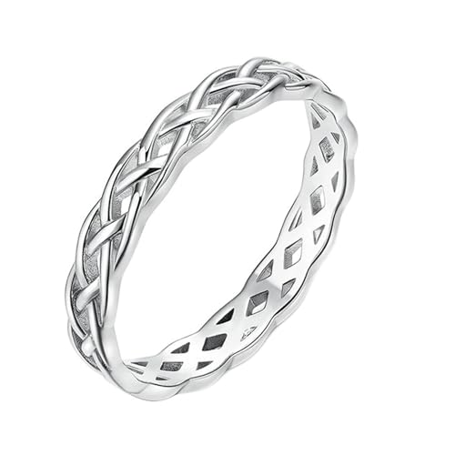 BCughia Echt Gold 585 Schmuck Damen Ringe, Damen 14 Karat Weißgold Ring 4MM Hohl Unendlichkeit Ring Hochzeit Ringe Größe 47 von BCughia