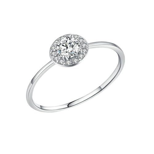 BCughia Echt Gold 585 Schmuck Damen Ringe, Verlobungsring Weißgold mit Rund Form Moissanit Damenring Hochzeit Größe 52 von BCughia