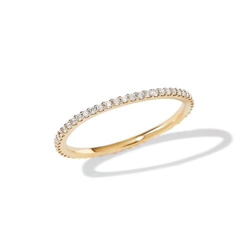BCughia Echt Gold Ring Damen 375, Gelbgold Ring Damen Rund Form Moissanit Trauringe Verlobungsringe Größe 57 von BCughia