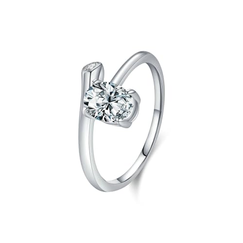 BCughia Echt Gold Ring Damen 585, Eheringe Weißgold 14 Karat Oval Form Moissanit Trauringe Verlobungsringe Größe 53 von BCughia