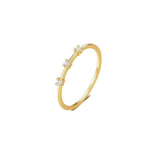 BCughia Echtgold Ringe Damen 375, Eheringe Gelbgold 9 Karat mit 3 Rund Moissanit Ring Verlobungsringe Gr 54 von BCughia