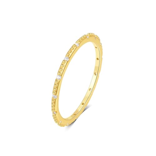 BCughia Echtgold Ringe Damen 585, Eheringe aus 14 Karat Gelbgold mit Rund Form Moissanit Verlobung Ring Damen Gr 53 von BCughia