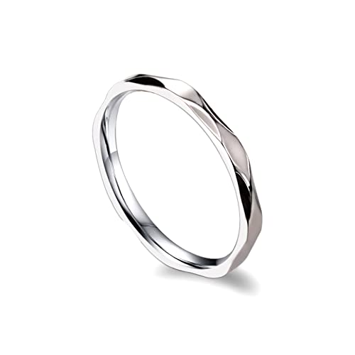BCughia Edelstahl Ring, Hochzeitsring Silber Feine Raute Promise Ring Hochzeit Mädchen Geschenke Größe 45(14.3) von BCughia