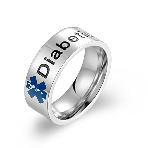 BCughia Edelstahl Ring, Zarter Ring Silber Diabetiker Diabetiker Hochzeitsringe Hochzeit für Sie und Ihn Größe 62(19.7) von BCughia