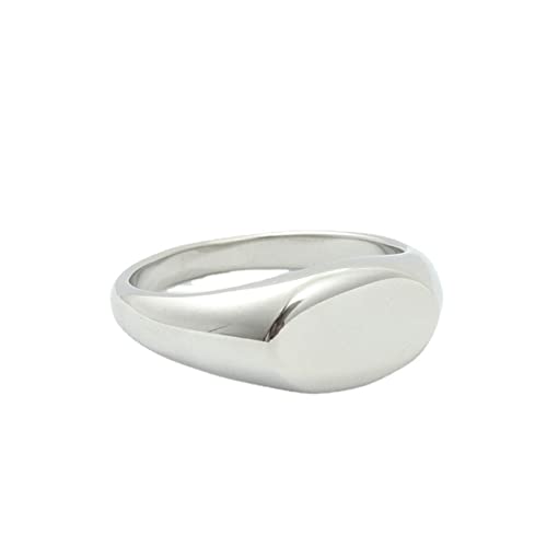 BCughia Edelstahlringe Herren, Pinky Ring Silber Oval Versprechen Eheringe Geschenke für Herren Größe 57 (18.1) von BCughia