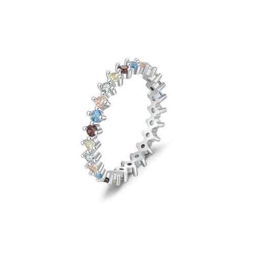 BCughia Ehering Damen Einzeln Weißgold, Hochzeitringe 375 Gold mit Bunt Rund Form Zirkonia Trauringe Damen Gr 49 von BCughia