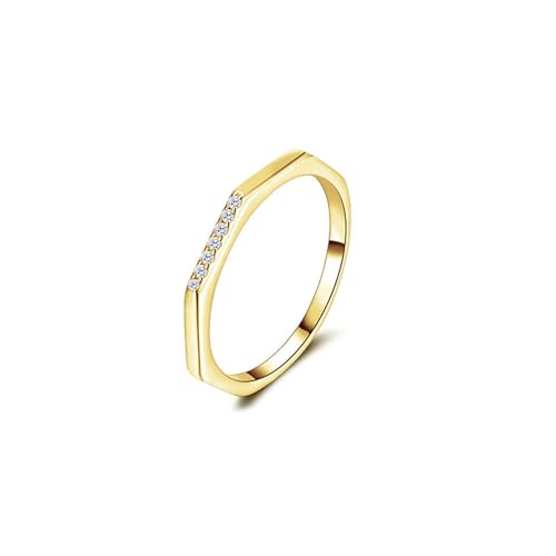 BCughia Ehering Damen Gelbgold, Hochzeitringe Gold 9 Karat Sechseck mit Rund Form Moissanit TrauRinge Gr 54 von BCughia