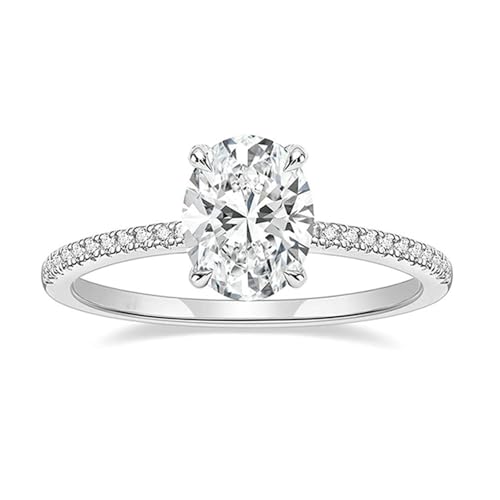 BCughia Ehering Damen Weissgold, Echtgold Ring 375 Damen Oval Form Moissanit Hochzeitsringe Gr 51 von BCughia