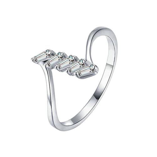 BCughia Ehering Damen Weissgold, Trauringe Echtgold 375 mit Weiß Moissanit Hochzeit Damen Ringe Gr 56 von BCughia