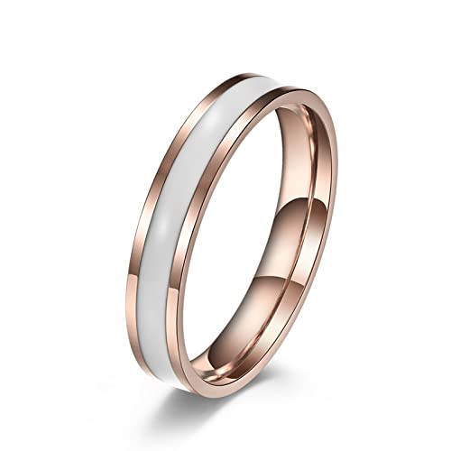 BCughia Ehering Frau, Ringe Roségold Weiß Edelstahl Weiße Verbindung Jewmon Ring Versprechen Frauen Geschenk Größe 54(17.2) von BCughia