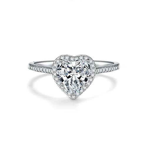 BCughia Ehering Weißgold Damen, 585 Gold Damen Ring Herz Form Moissanit Verlobungsring und Ehering Größe 48 von BCughia