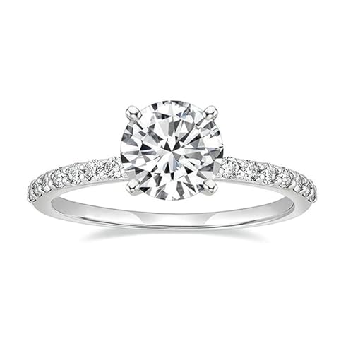 BCughia Ehering Weißgold Damen, Damen Schmuck Gold 375 Echtgold Ringe mit Rund Form Moissanit Verlobungsring und Ehering Größe 53 von BCughia