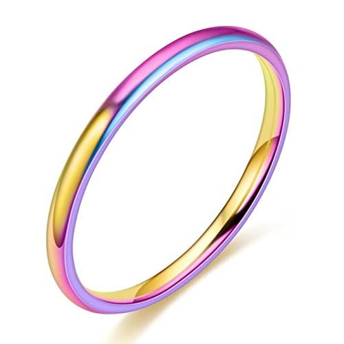 BCughia Eheringe, Ring Damen Verlobungsring Mehrfarbig Rostfreier Stahl 2mm Bequemes Passformdesign Engagement Ringe Damen Größe 57(18.1) von BCughia