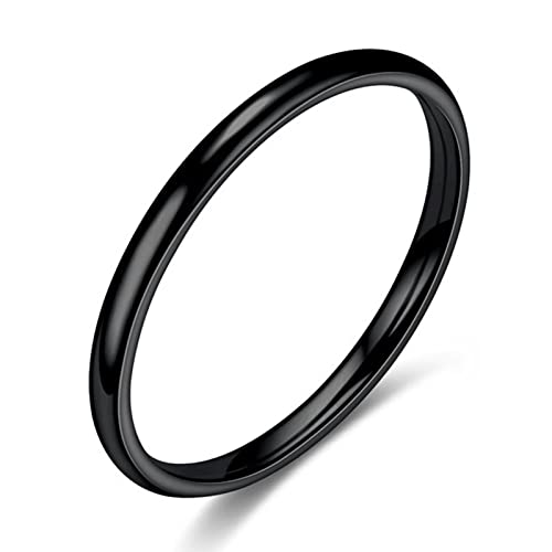 BCughia Eheringe, Ringe Edelstahl Frauen Schwarz Rostfreier Stahl 2mm Bequemes Passformdesign Jubiläum Ringe Damen Größe 52(16.6) von BCughia