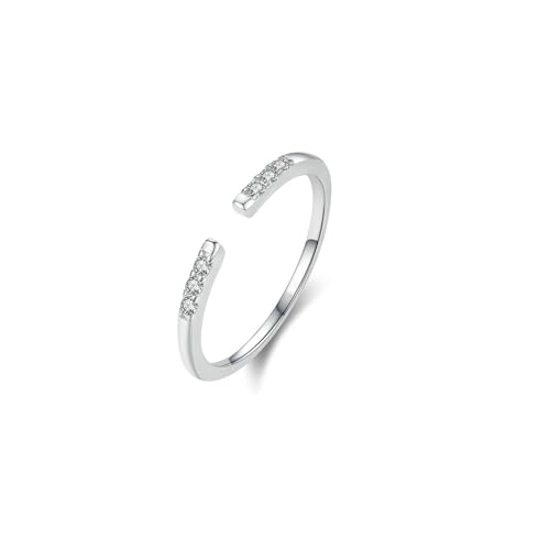 BCughia Eheringe 375 Gold, Hochzeitring Weißgold Damen Rund Form Moissanit Öffnen Ring Verlobungsringe für Damen Gr 49 von BCughia