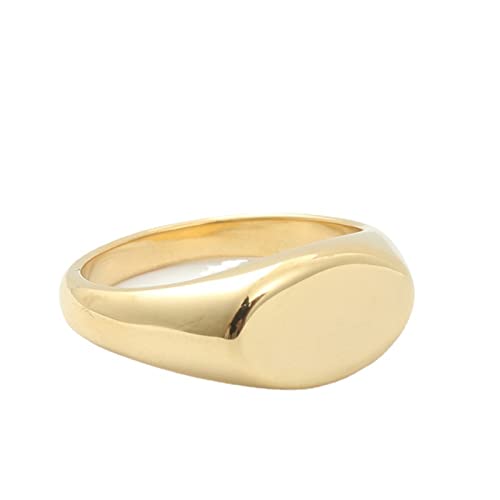 BCughia Eheringe Edelstahl, Signet Ring Gold Oval Engagement Eheringe Geschenke für Herren Größe 60 (19.1) von BCughia