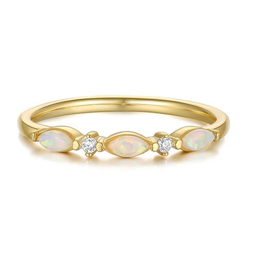 BCughia Eheringe Gelbgold 375, Verlobungsring Gold Damen 9 Karat mit Opal und Moissanit Hochzeit Damen Ringe Größe 56 von BCughia