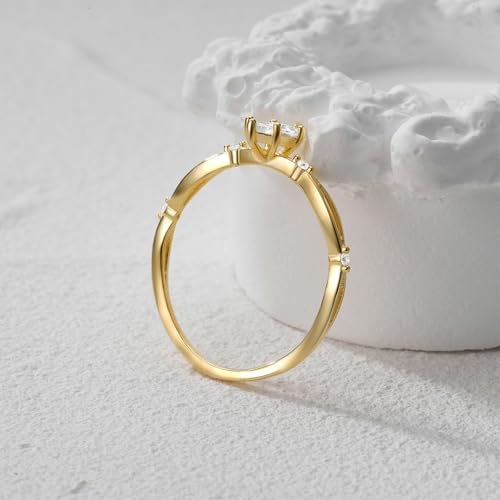 BCughia Eheringe Gold 14 Karat, Hochzeitringe 585 Gelbgold mit Marquise Form Moissanit Damen Ringe Freundschaft Gr 47 von BCughia