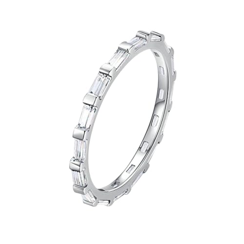 BCughia Eheringe Weissgold 585, Verlobungsring Echt Gold mit Rechteck Moissanit Hochzeit Damen Ringe Größe 51 von BCughia