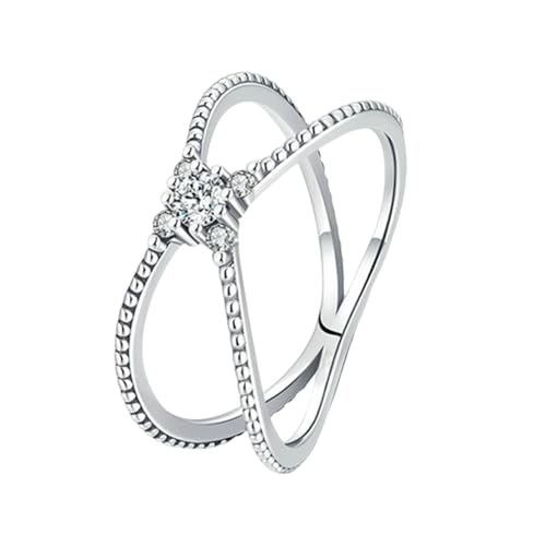 BCughia Eheringe aus 9 Karat Gold, Ring Weißgold 375 Damen Kreuz mit Rund Form Moissanit Hochzeitsringe Partnerringe Größe 58 von BCughia