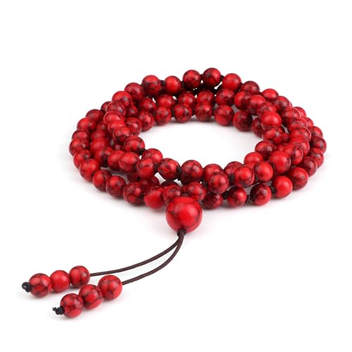 BCughia Frauen Armband Perlen, 6MM Rot Türkis Armband, Armband Elastisch Herren von BCughia