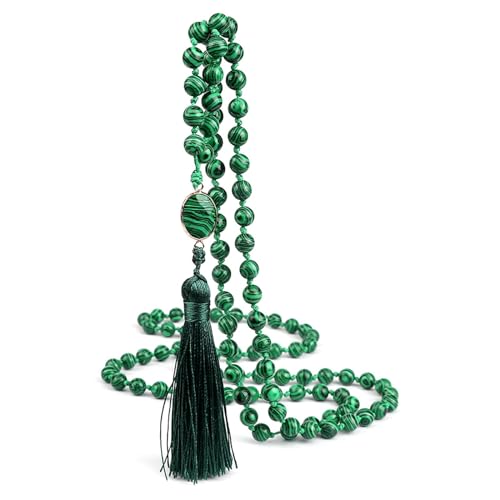 BCughia Frauen Armband Perlen, 8MM Malachit Armband mit Quasten, Armband Perlen Mehrschichtig von BCughia