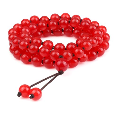 BCughia Freundschaft Perlen Armband, 8MM Rot Stein Armband, Elastisch Armband von BCughia