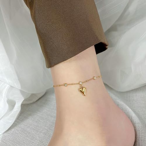 BCughia Fußkette Damen Kette, Edelstahl Fußkettchen Herz mit Zirkonia FußSchmuck Boho 21+4cm BCughia Fußkette Damen Kette, Edelstahl Fußkettchen Herz mit Zirkonia FußSchmuck Boho 21+4cm von BCughia
